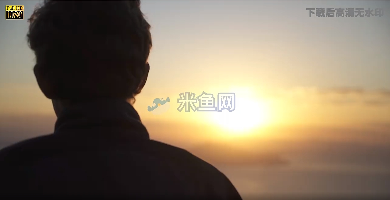 在海边看夕阳男子背影短视频素材