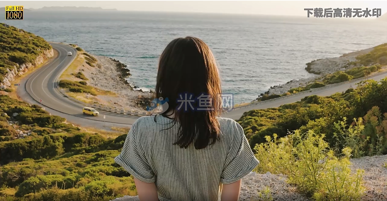 美女山边看海景短视频素材