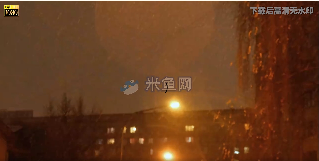 雨天小区夜晚路灯视频素材