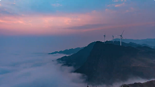 高山风车风云变幻意境视频素材