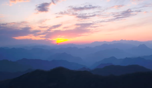 日初红霞大山意境视频素材