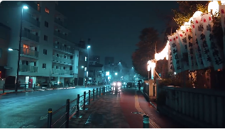 日本街角夜晚雨后镜头走路视角视频素材