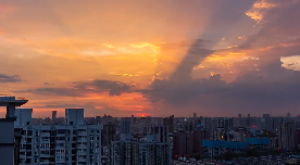 夕阳西落城市夜景意境视频素材