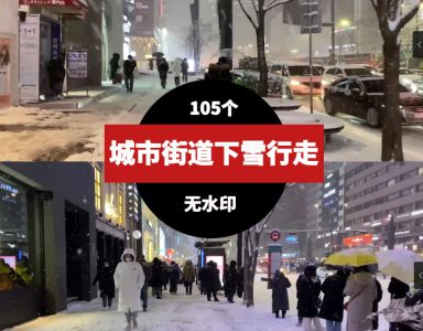 城市街道下雪天路人行走视频素材