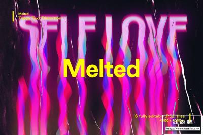 【PSD模板】6款文字扭曲迷幻虚焦融化特效PSD模板 Studio 2am – Melted：Trippy Text Distortions