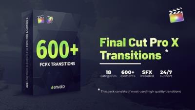 【FCPX插件】480个平移缩放旋转拉伸故障画笔水墨烟雾转场 (含音效) Transitions FCPX