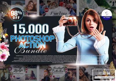 【PS动作】15000+高质量PS照片一键调色动作包合集 15000+ Photoshop Actions Bundle