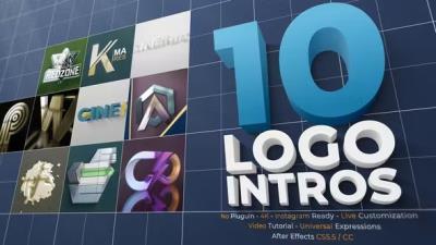 【AE模板】10组简洁三维立体LOGO标志影视片头动画 10 Cinematic 3D Logo Intros Pack