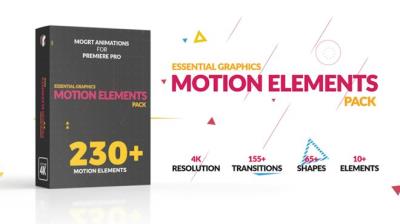 【PR模板】230个简单转场创意图形元素MG动画 Motion Elements Pack