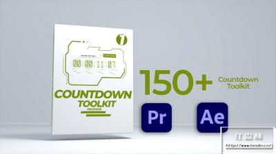 【AE/PR模板】150种现代时尚科技感数字滚动倒计时动画 Countdown Timer Toolkit Package