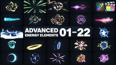 【FCPX插件】70种卡通能量爆炸视觉特效MG动画元素 Advanced Energy Elements 01-22