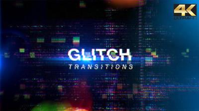 【4K视频素材】20个4K信号干扰画面像素破损抖动视频转场动画 Glitch Transitions 4K