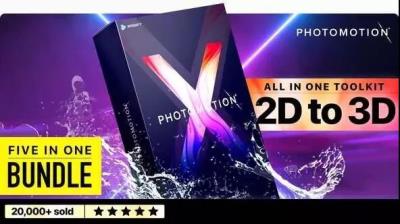 【AE模板】 2D变3D 5合1超级图片照片动画工具包(3D视差) Photomotion X v10.2 +使用教程