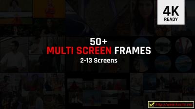 【AE模板】50组动态分屏多画面组合预设AE模板 Multi Screen Frames Pack