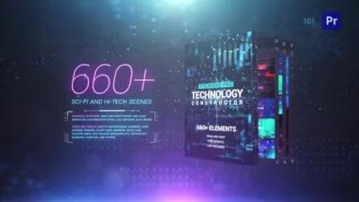 【PR脚本】660个科技感HUD信息数据故障场景UI界面元素动画预设 Technology Constructor Premiere