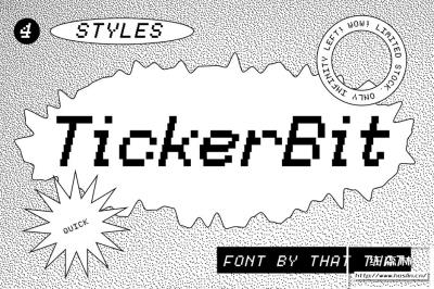 【字体】新潮未来复古像素化海报杂志排版设计英文字体 Tickerbit Pixel Font