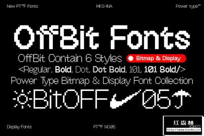 【字体】6款Bitmap 派生位图点阵像素化设计英文字体 OffBit Font Collections