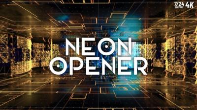 【AE模板】未来数字科技图形空间穿梭图文介绍展示动画 Neon Opener