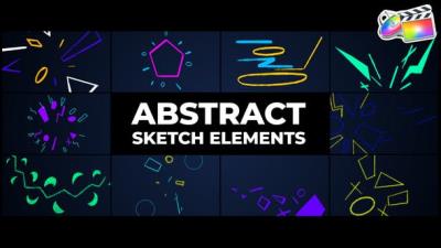 【FCPX插件】11个抽象手绘涂鸦图形动画元素 Abstract Sketch Elements