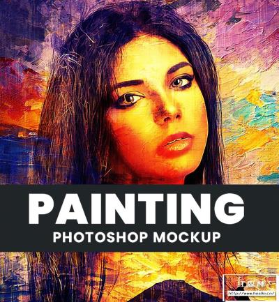 【PS样机】PS艺术油画水彩风PSD特效样机 Painting Photoshop Mockup