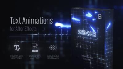 【AE模板】48个时尚创意电影文字标题动画预设 Text Animation Presets – Stroke