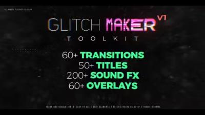 【AE模板】350+信号损坏失真故障雪花抖动文字标题转场动画 Glitchmaker Toolkit: 350+ Elements