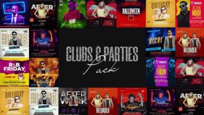 【AE模板】俱乐部派对综艺晚会宣传海报排版设计视觉动画 Clubs & Parties Instagram Pack