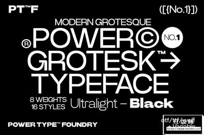 【字体】经典时尚现代印刷排版艺术设计无衬线英文字体家族 Power Grotesk Font Family