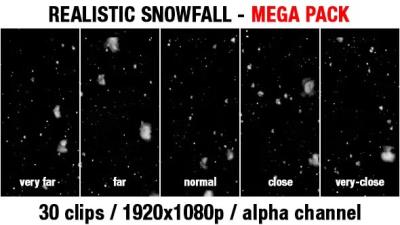 【视频素材】30个冬季下雪天飘落雪花场景特效合成循环动画素材（含透明通道）Snow – Snowfall Mega Pack