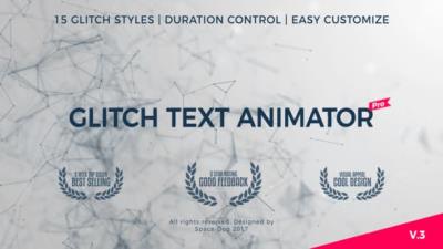 【AE模板】15组信号干扰失真毛刺故障文字标题动画 Glitch Text Animator PRO