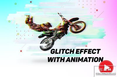 【PSD模板】故障风画面干扰抖动毛刺色散GIF动画特效PSD模板V2 Glitch effect with GIF animation 2