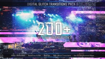 【视频素材】206个数字信号故障毛刺干扰转场视频素材 Digital Glitch Transitions Pack 2