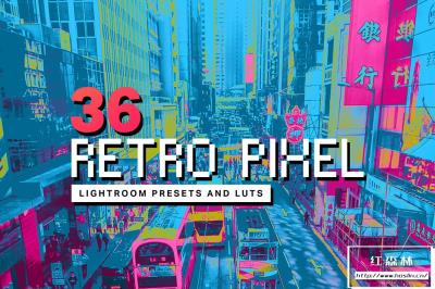 【调色预设】36个复古像素色彩溢出Lightroom预设LUT视频调色预设 36 Retro Pixel Lightroom Presets