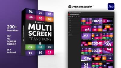 【AE脚本】200组视频动态分屏过渡转场预设 Multiscreen Transitions for AE