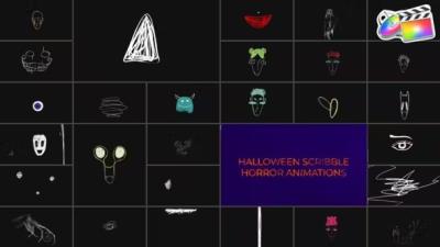 【FCPX插件】29种搞怪万圣节手绘涂鸦图形元素动画 Halloween Scribble Horror Animations