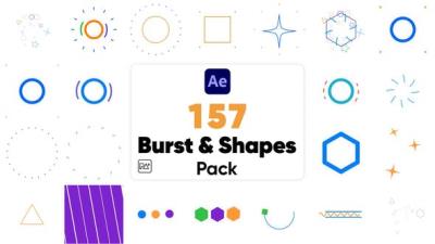 【AE模板】157个矢量彩色运动图形MG小动画 Burst and Shapes Pack