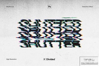 【PSD模板】故障扭曲毛刺失真效果文本标题Logo特效PSD样机模板 Shutter Distortion Text Effect