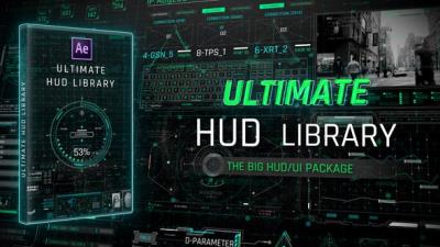 【AE模板】未来科幻游戏军事图形元素HUD地图加载UI界面显示动画 Ultimate HUD Library