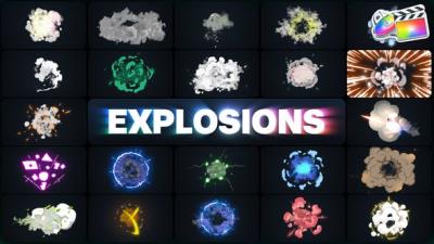 【FCPX插件】88种卡通爆炸彩色烟雾特效动画元素 Advanced Explosions Pack 23-44