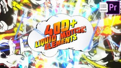 【PR模板】400个复古卡通液体MG图形动画元素预设包 3D Liquid Motion FX Packages