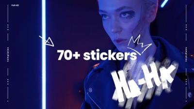 【AE/PR模板】70个手绘动态图形贴纸元素动画+视频素材 Animated Stickers Pack