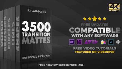 【4K视频素材】3500个多类型图形遮罩蒙板转场过渡动画 +音效 Ultimate Transition Mattes Pack v8