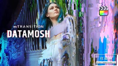 【FCPX插件】52种数字故障扭曲失真毛刺干扰视觉转场动画预设 motionVFX – mTransition Datamosh