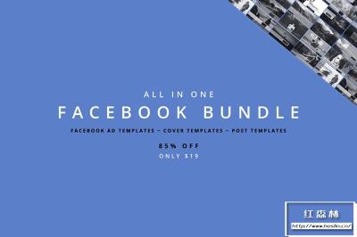 【PSD模板】101套脸书广告横幅宣传设计PSD文字模板 All in One Facebook Bundle