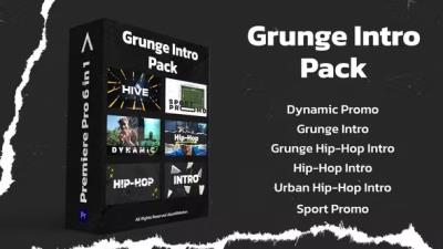 【PR模板】6种时尚潮流嘻哈街头幻灯片开场动画 Grunge Intro Pack