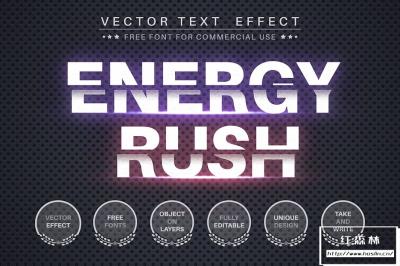 【矢量素材】外发光特效能量AI文字效果样式矢量素材 Energy ruh – Editable Text Effect for Illustrator