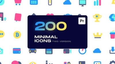 【PR脚本】200个迷你可爱彩色实用ICON图标动画 Minimal Animated Icons for Premiere Pro