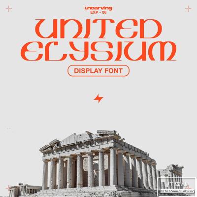 【字体】现代时尚科幻艺术海报标题Logo设计英文字体 United Elysium Display Font