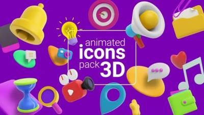 【AE模板】186个时尚卡通3D Emoji图标动画 Animated Icons 3D