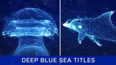 【AE模板】抽象蓝色海洋点线粒子三维动物图形文字标题动画 Deep Blue Sea Titles